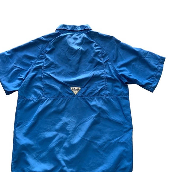 Columbia PFG Omni-Shade Blue Button Down Short Sleeve Vented Shirt Fishing #1033 - Picture 2 of 6